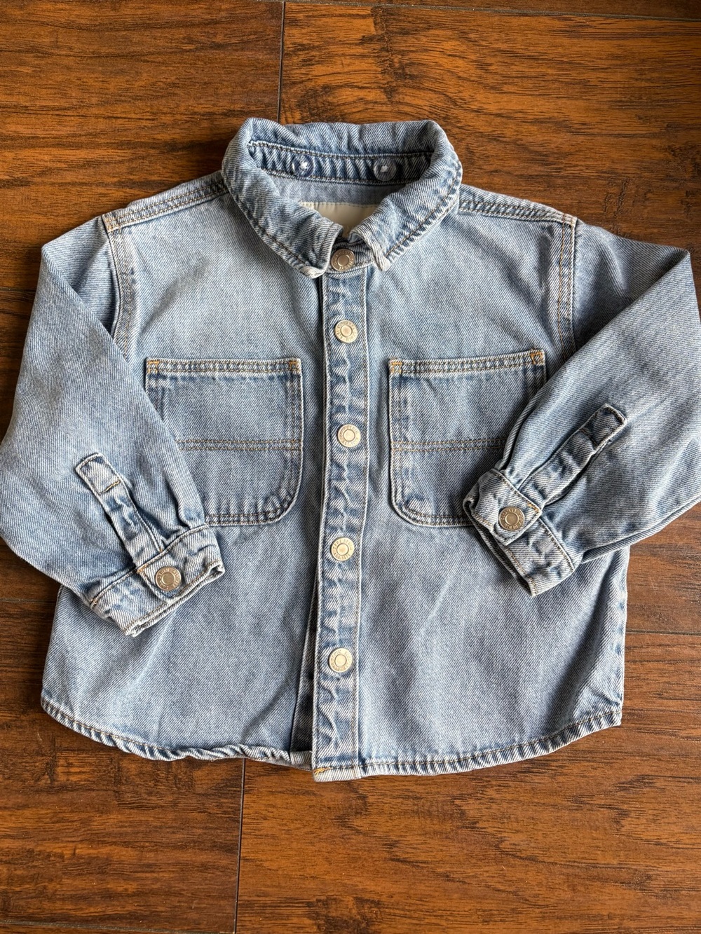 Zara Kids Denim Shirt Jacket Light Wash Blue 2T / 2 Years